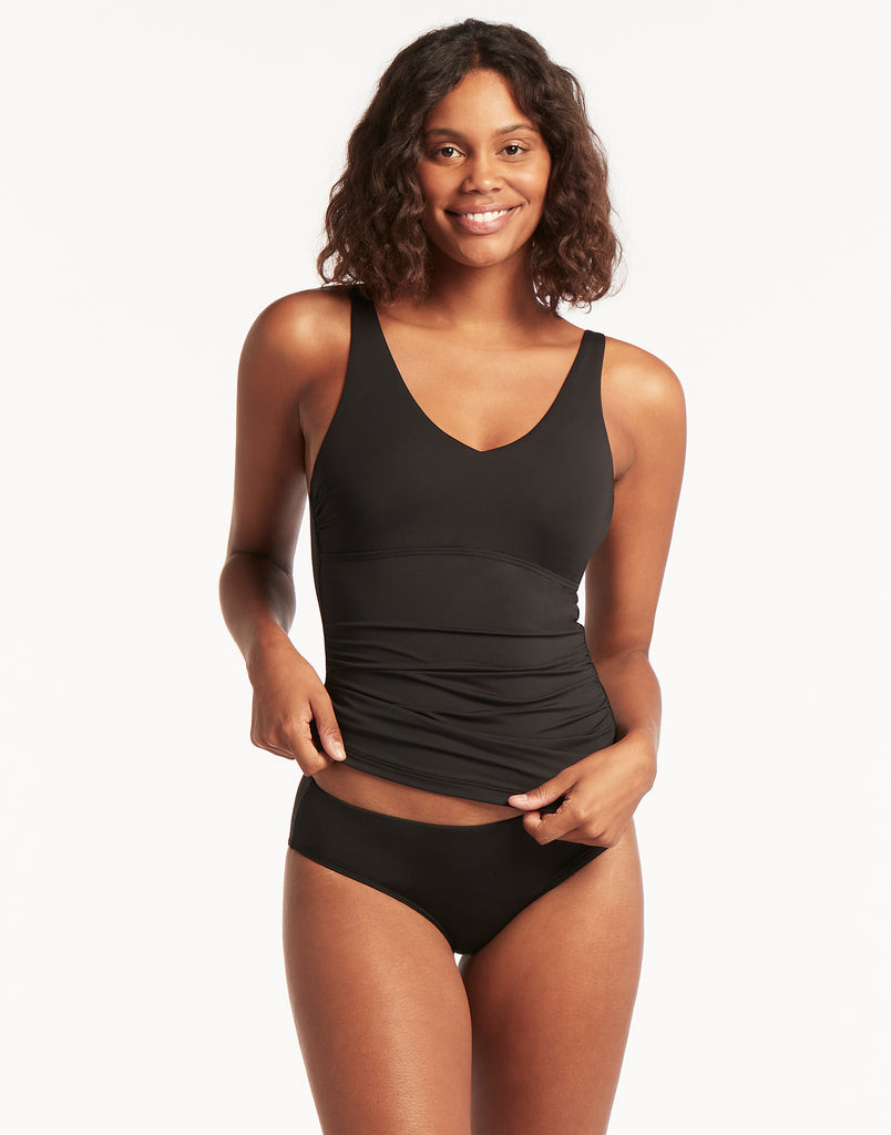 Essentials Singlet D & DD Cup Tankini Top by Sea Level in Black