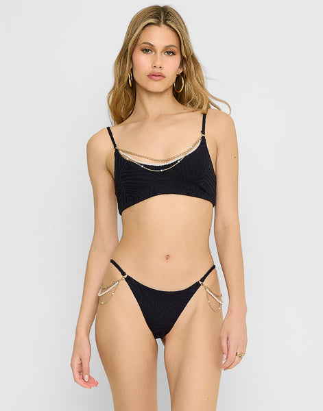 Wendy Bralette Bikini Top in Aqua Shiny Wide Rib, Beach Bunny