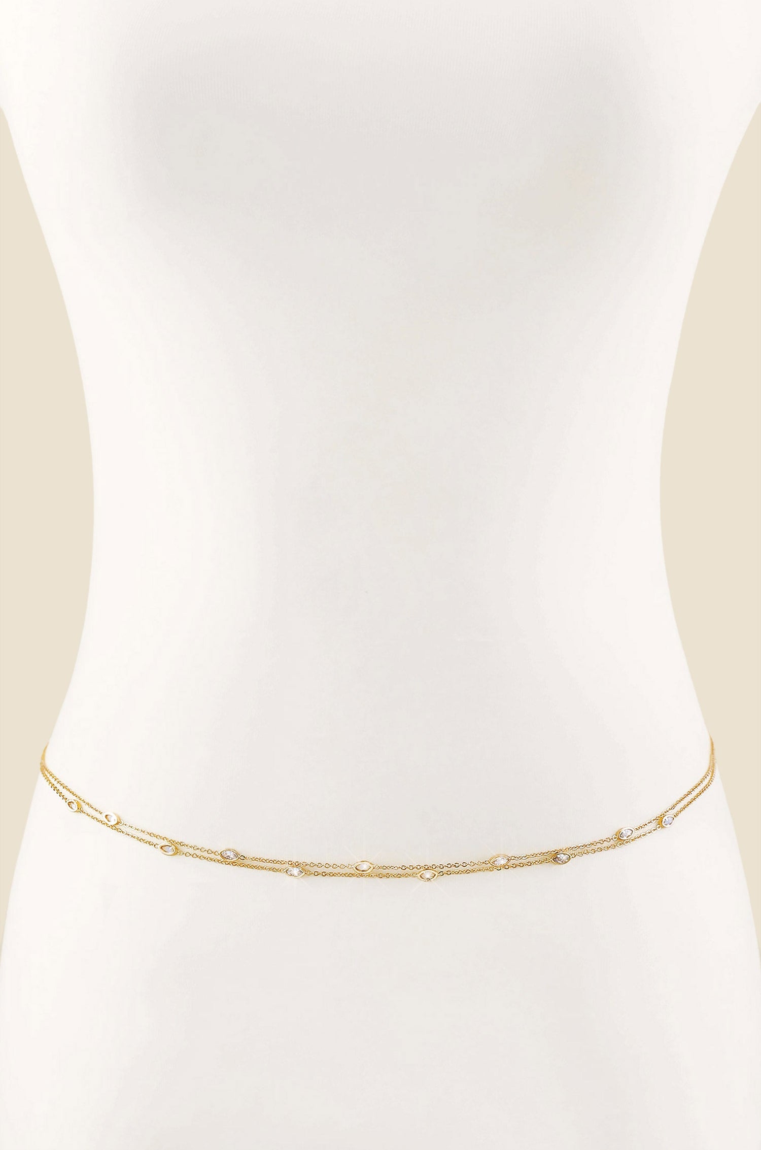Crystal Dotted Delicate Strands Body Chain by Ettika