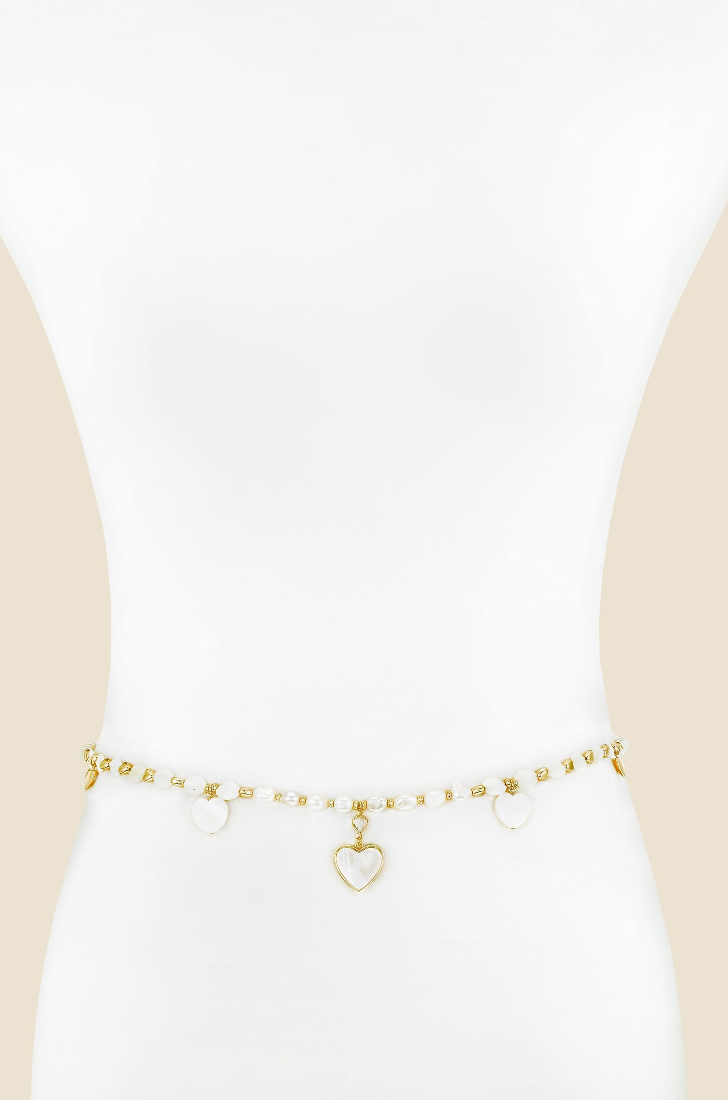 Pearl and Heart Charm Body Chain by Ettika