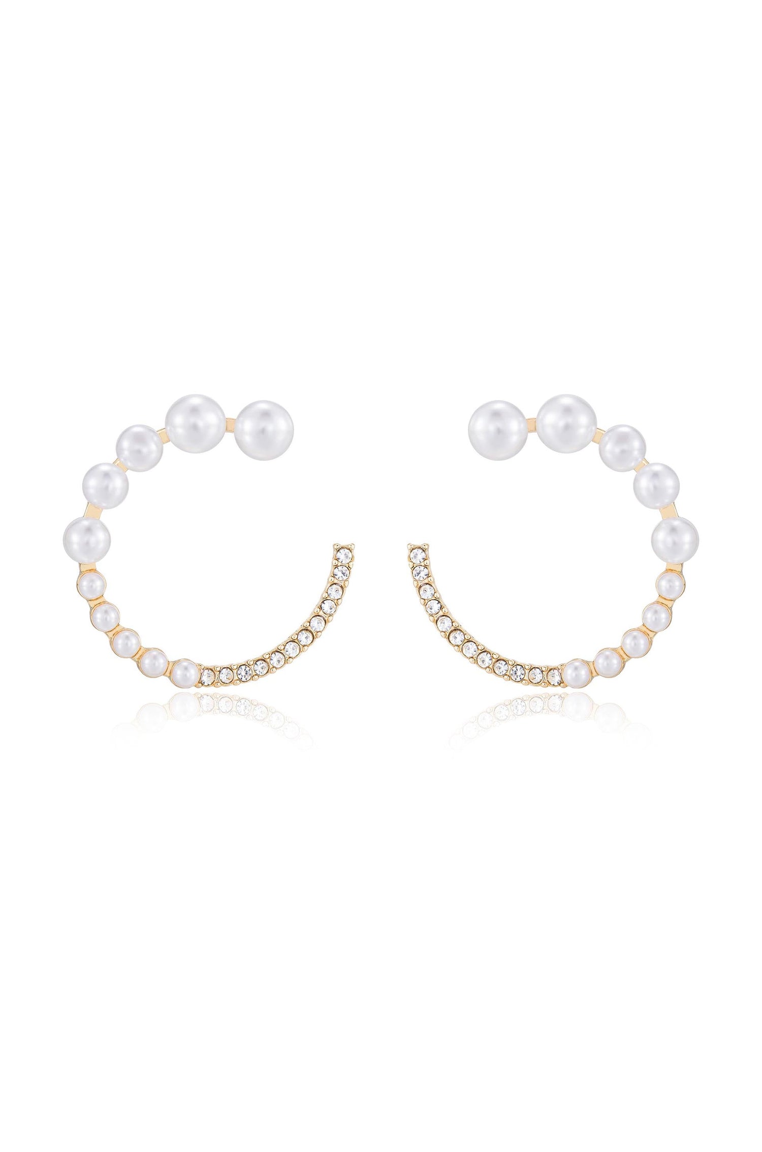 Chic Pearl And Crystal Open Circle Earrings