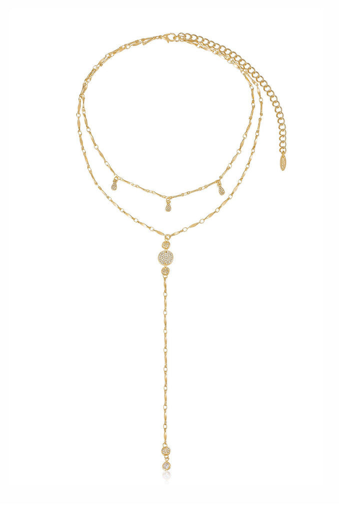 Carmine Layered Crystal Lariat Necklace | Beach Bunny Swimwear