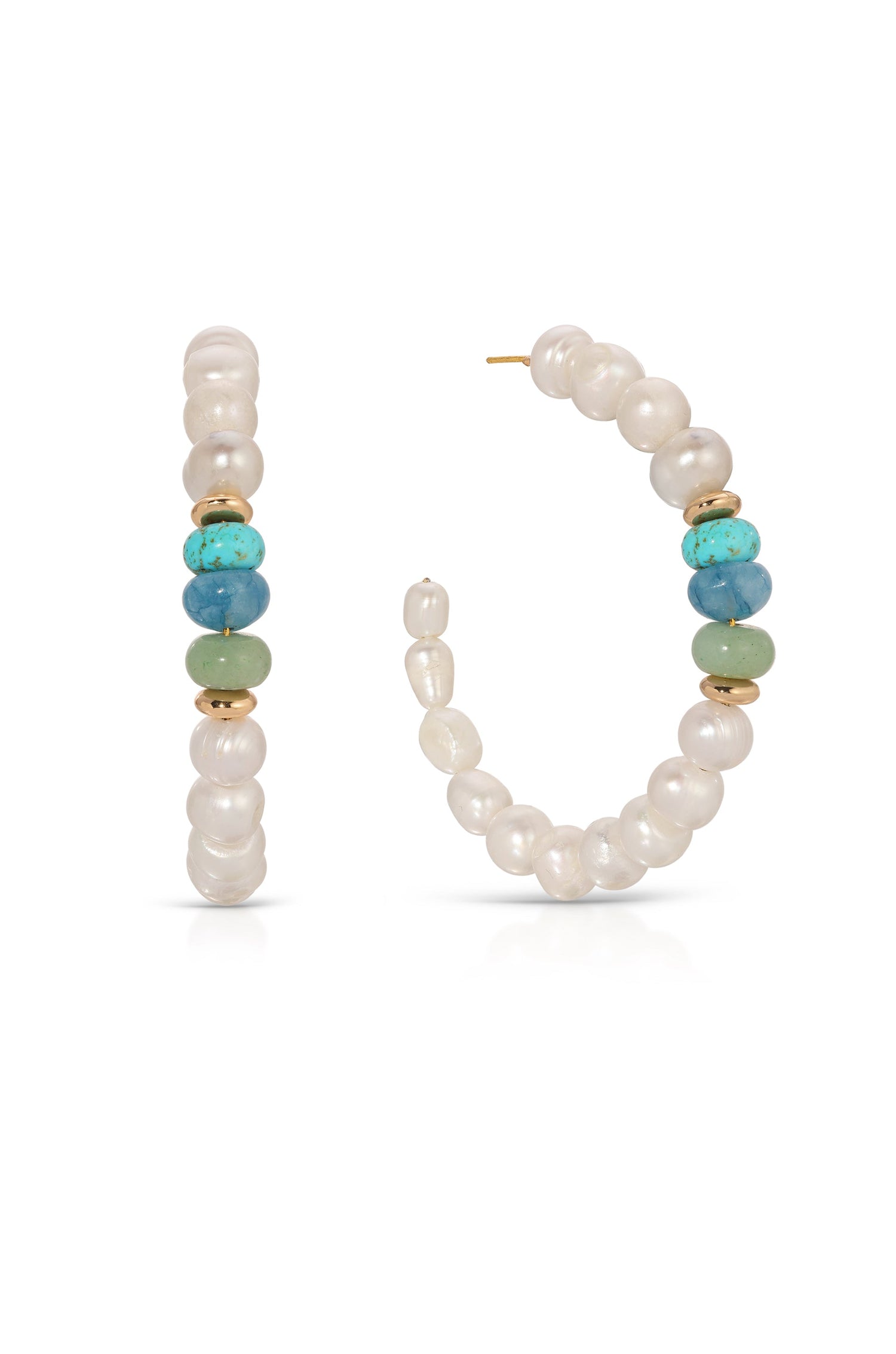 Beach Day Pearl and Gemstone Hoop Earrings