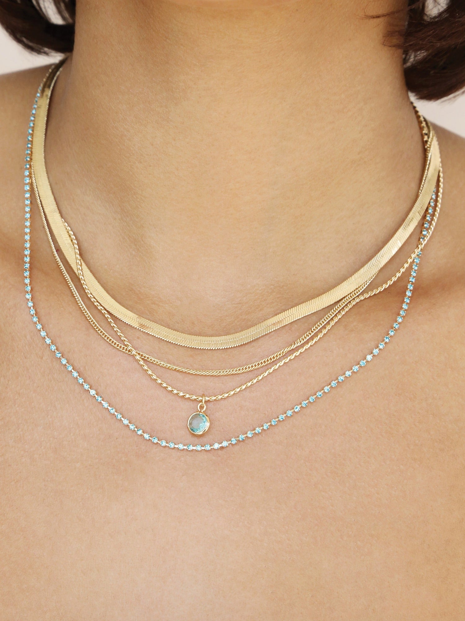 All the Chains Aqua Layered Necklace