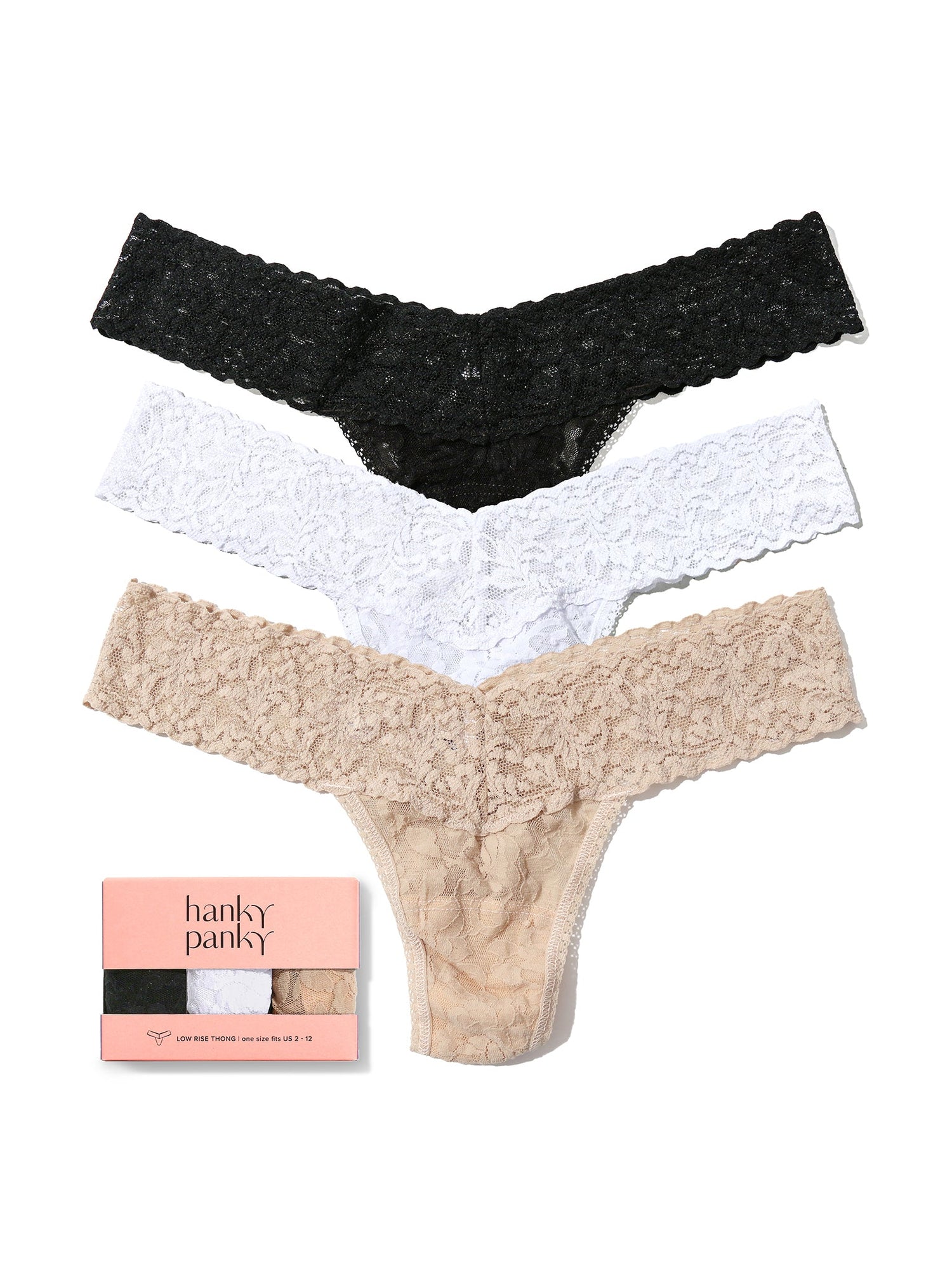 3 Pack Signature Lace® Low Rise Thongs