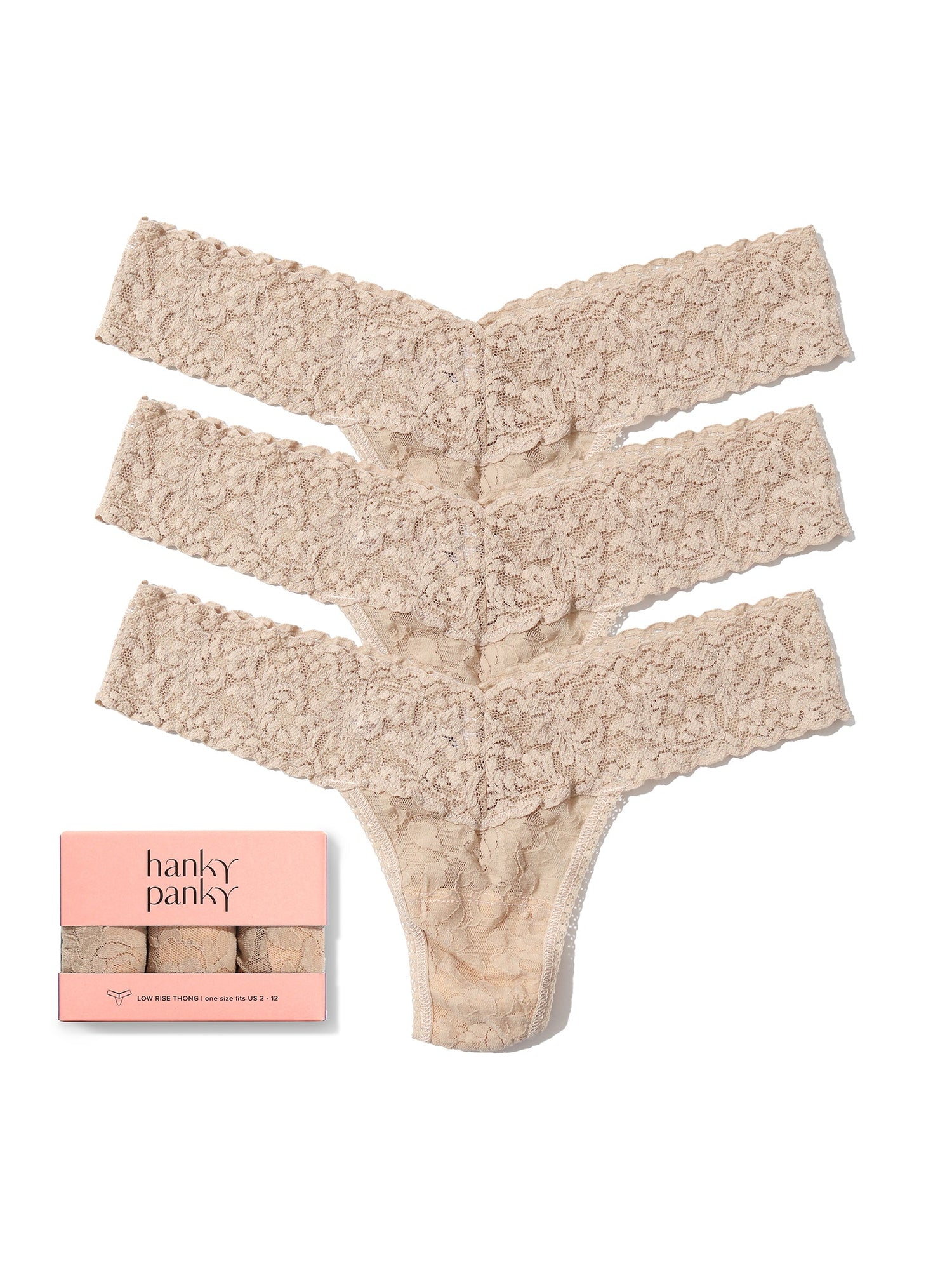 3 Pack Signature Lace® Low Rise Thongs Chai