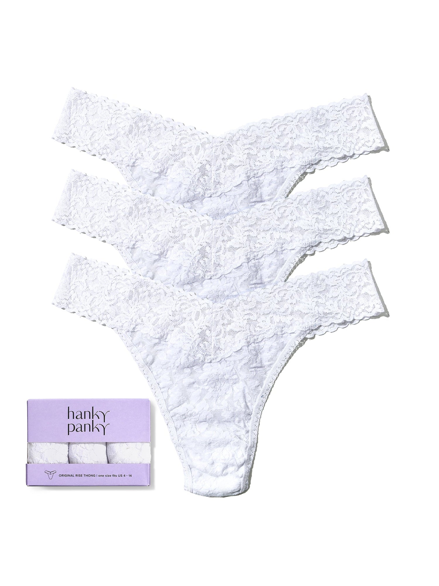 3 Pack Signature Lace® Original Rise Thongs White