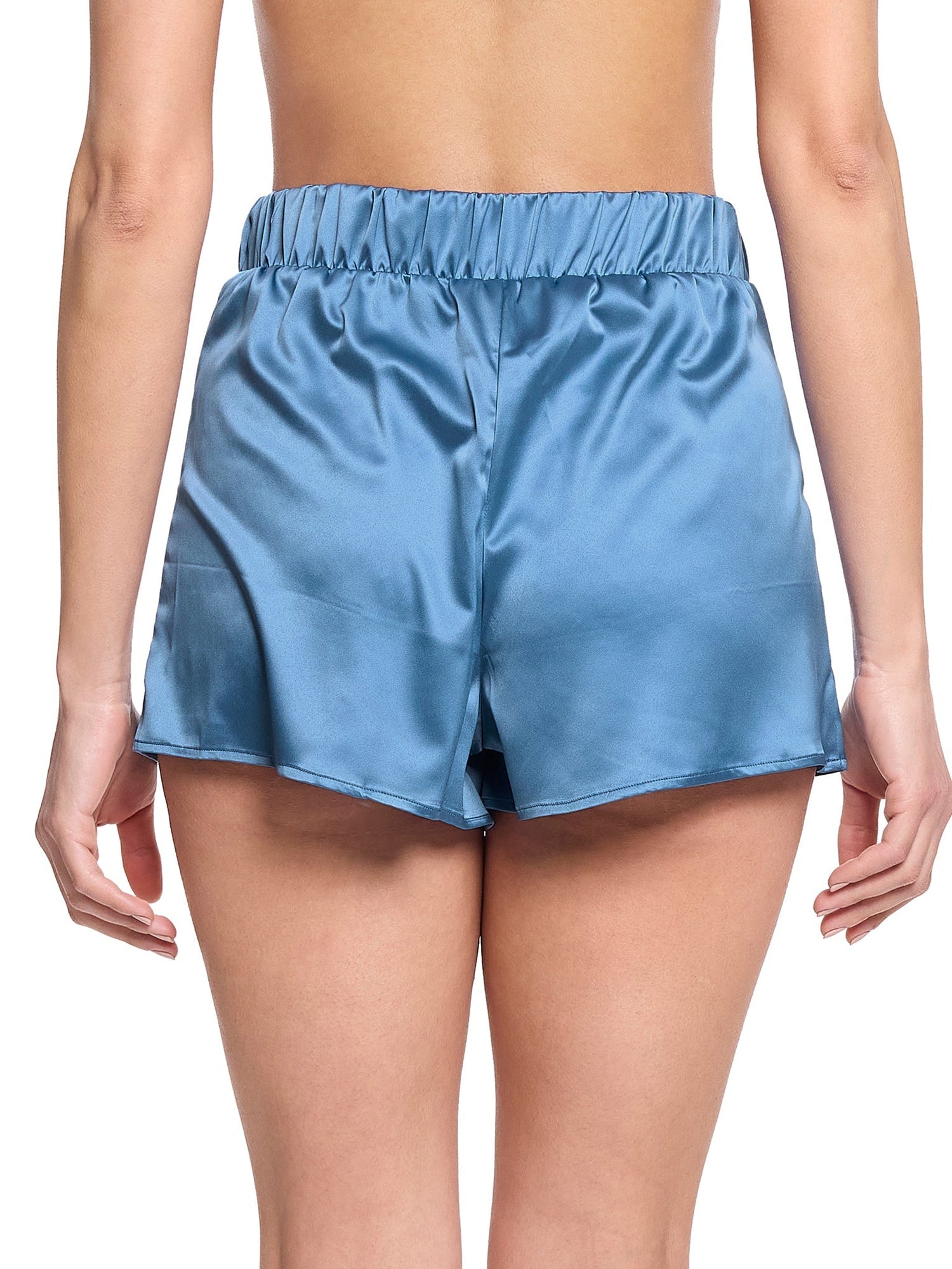 Satin Sleep Drawstring Short Bath Time Blue