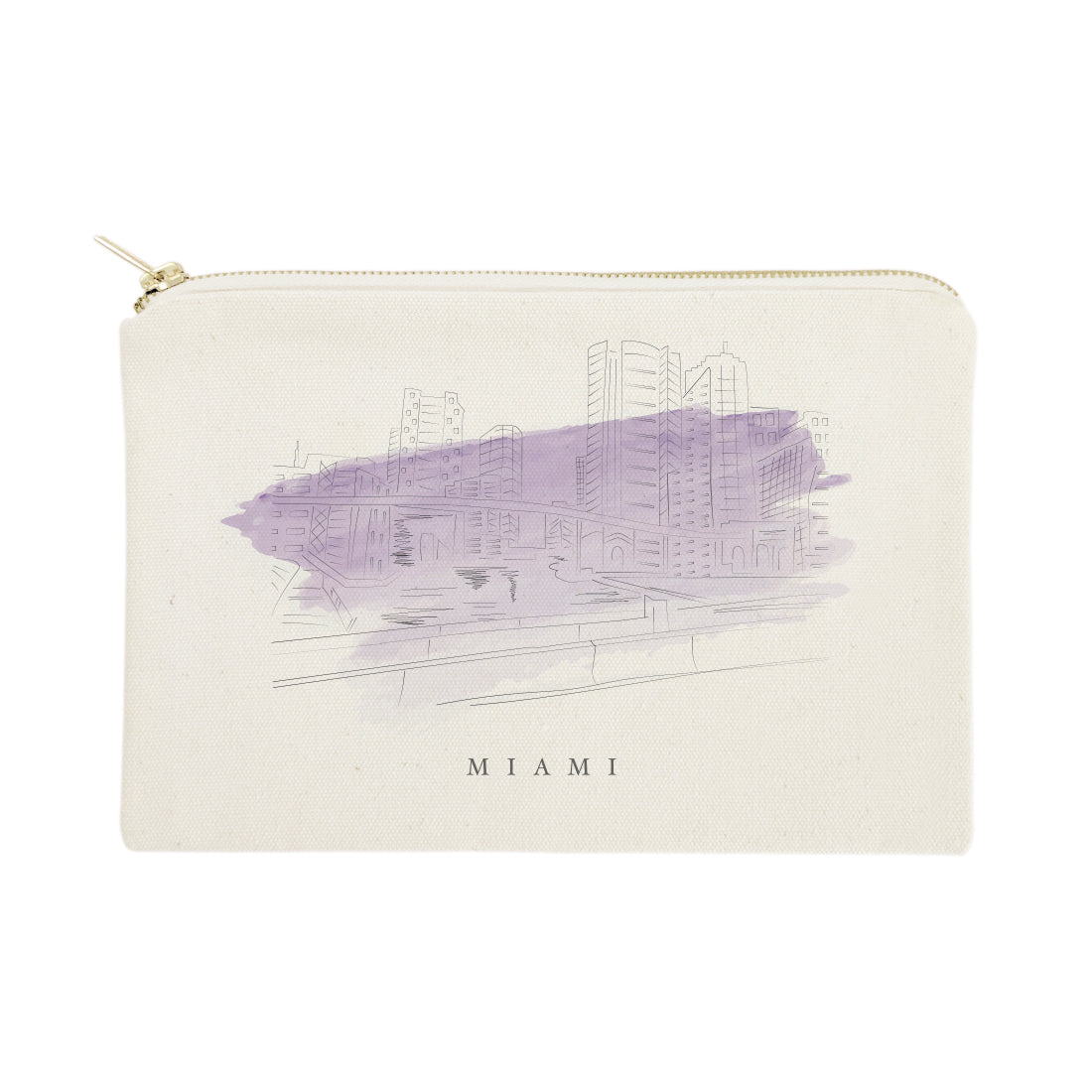 Miami Cityscape Cotton Canvas Cosmetic Bag