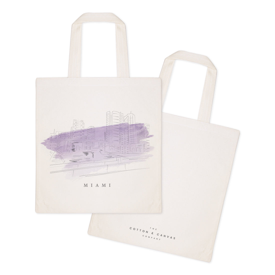 Miami Cityscape Cotton Canvas Tote Bag