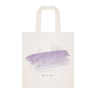 Miami Cityscape Cotton Canvas Tote Bag