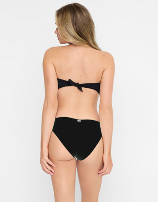 Noelani Full Coverage Bikini Bottom in Black with Adjustable Gold Belt - Alternate Back View