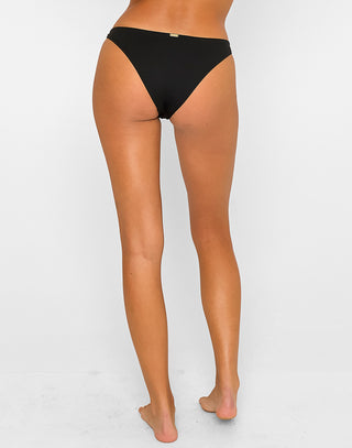 Noelani Skimpy Bikini Bottom in Black with Gold Hardware Pieces with Crystals - Alternate Back View