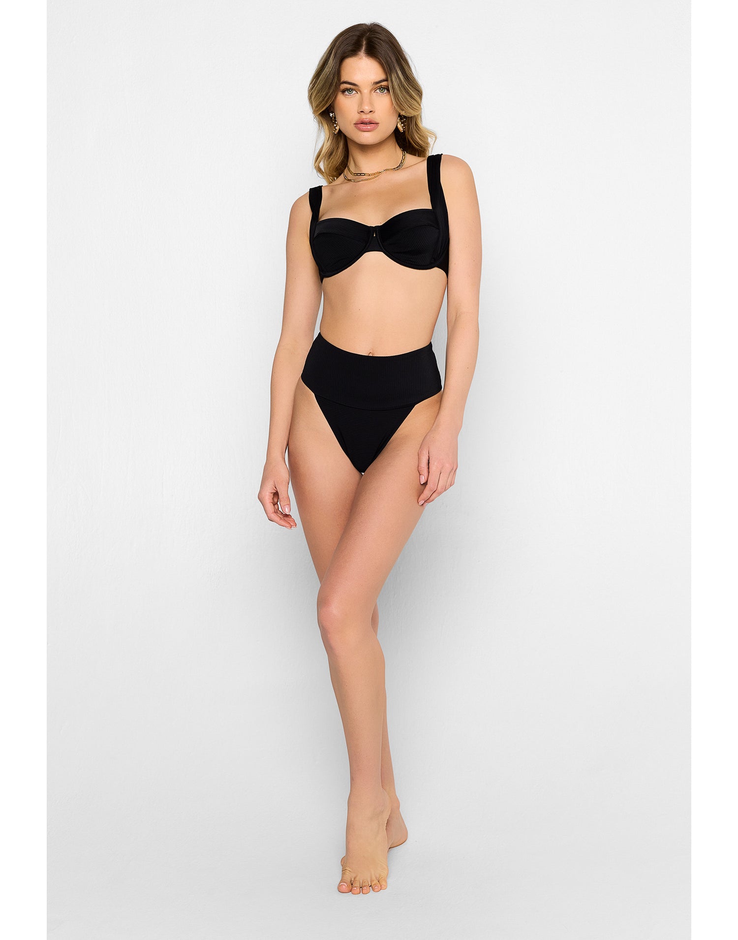 Portia High Waist Bottom - Black Rib