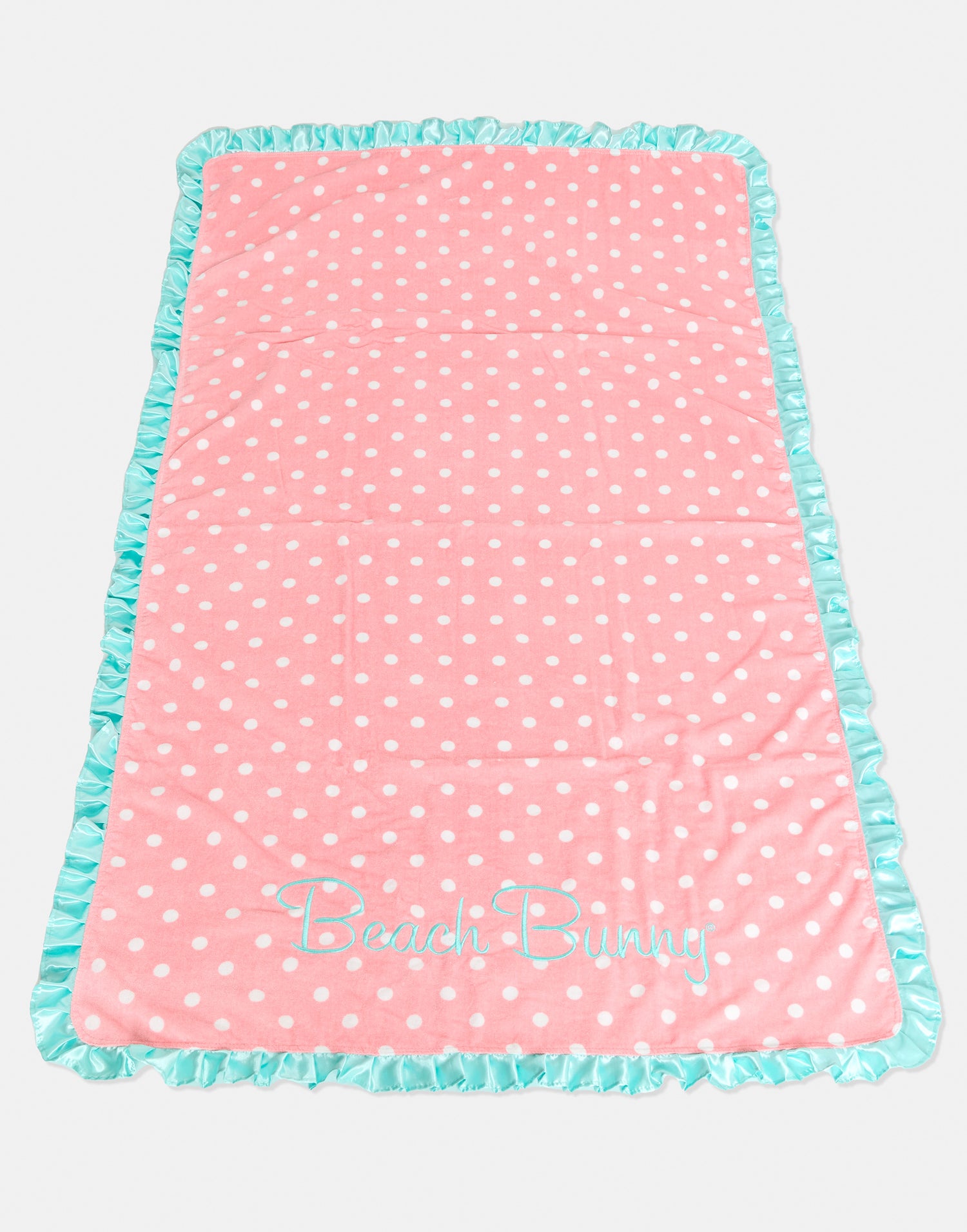 Beach Bunny Towel in Summer Dot with Teal Ruffle - Front View
