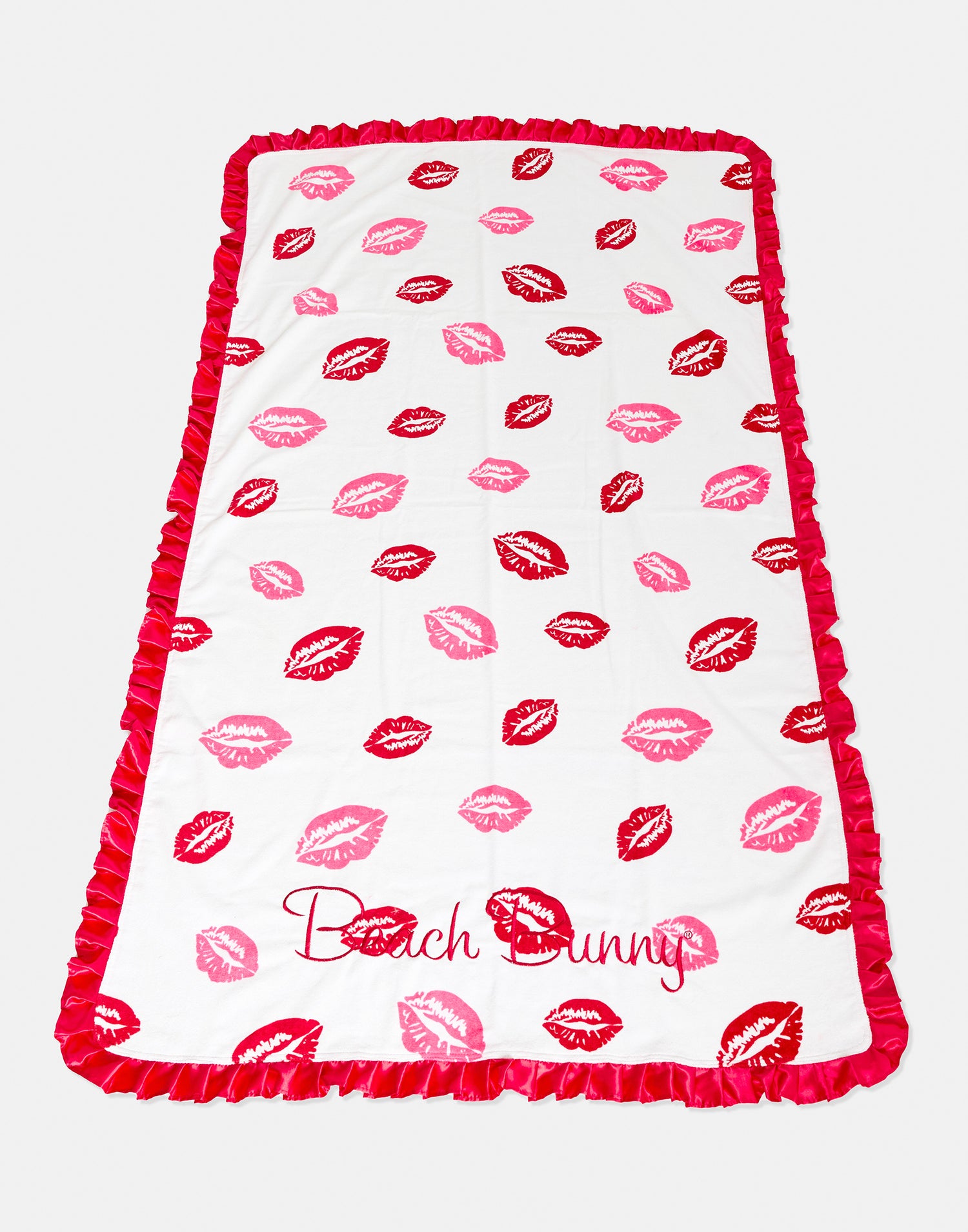 Beach Bunny Towel in Lips of an Angel with Red Ruffle - Front View