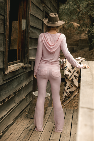 Model is wearing our Rose  Bunny Booty Pant with our Rocky Zip Hoodie both in size small
Loungewear pants
BackView