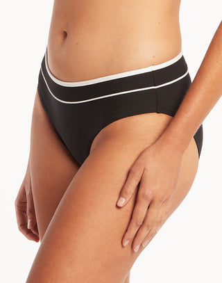 Elite Mid Bikini Bottom by Sea Level in Black - Angled Detail View