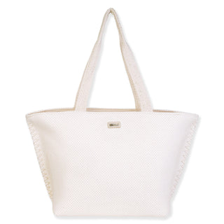 White Stitch Shoulder Tote by Sun N  Sand - White