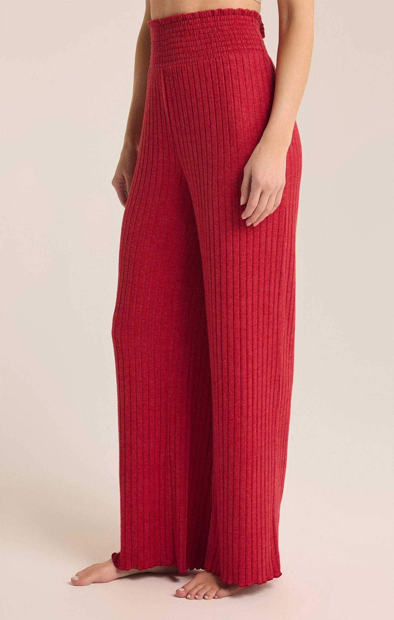 Dawn Smocked Rib Pant by Z Supply - Haute Red