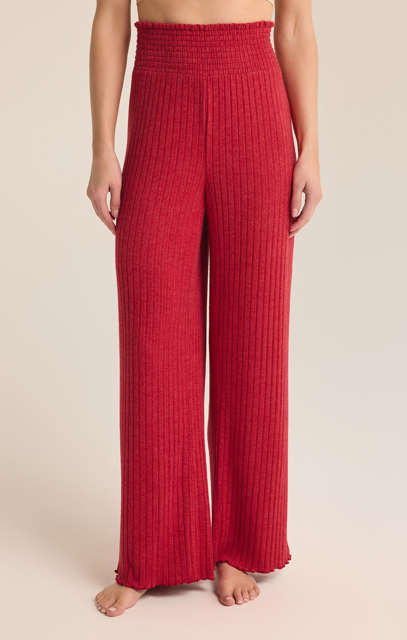 Dawn Smocked Rib Pant by Z Supply - Haute Red