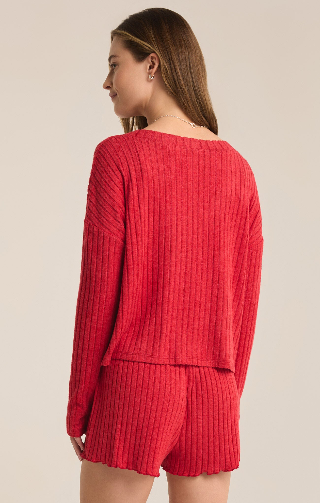 Mara Long Sleeve Cardigan Top by Z Supply - Haute Red