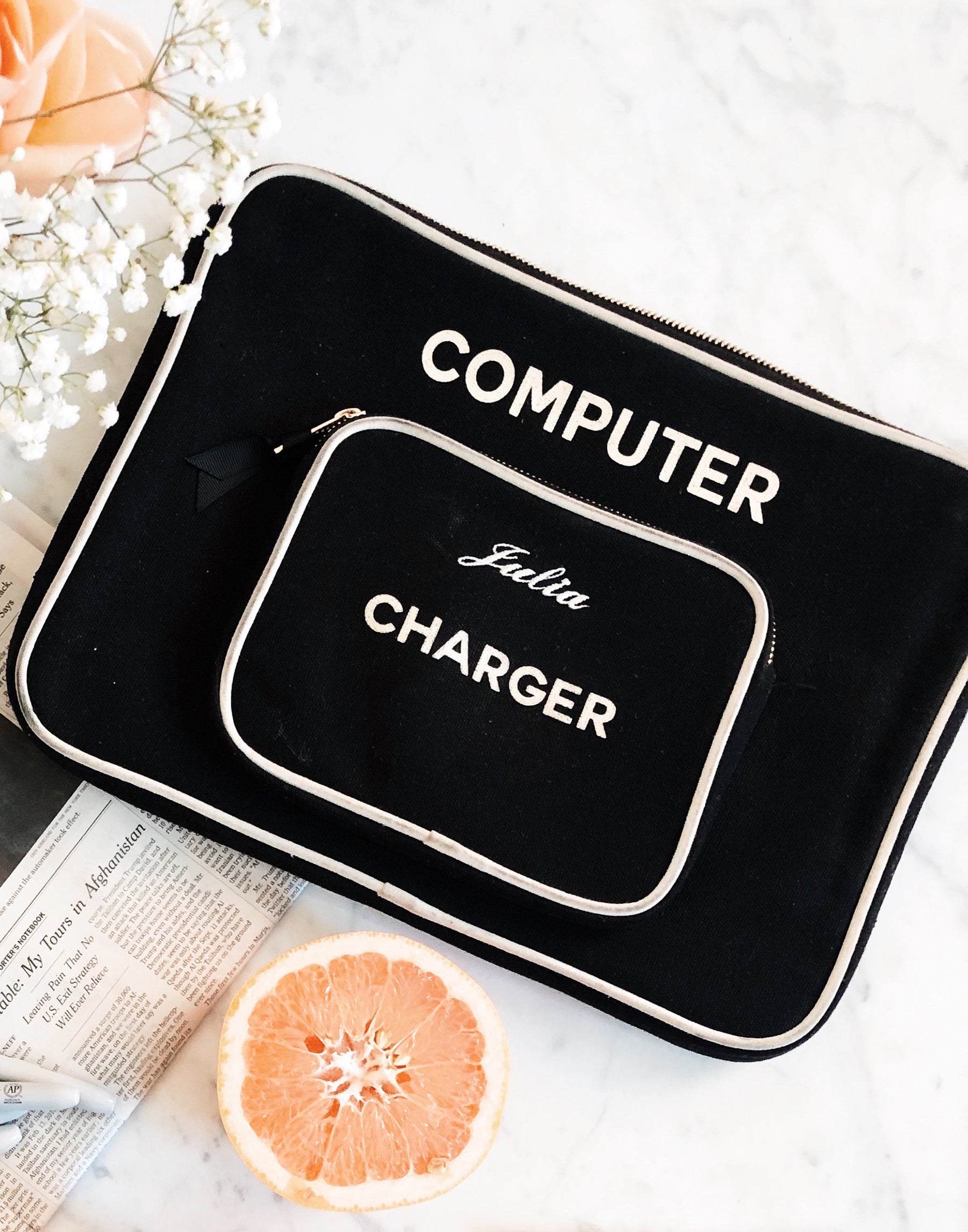 Laptop sleeve on sale with charger pocket