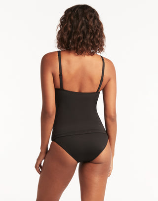 Essentials Singlet D & DD Cup Tankini Top by Sea Level in Black - Back View