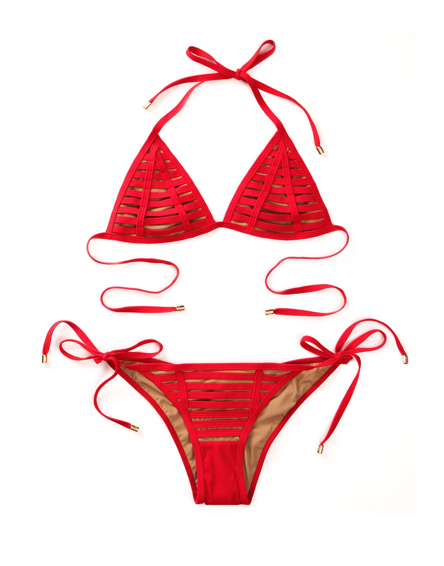 Hard Summer Tie Side Bikini Bottom in Red | Beach Bunny Swimwear